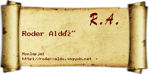 Roder Aldó névjegykártya